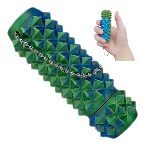ZyCooom Little Ouchies Spiky Pain Stim Fidgets Spinner Keychain, Bigger Pointed Sensory Pocket Toy Adults for Stress & Anxiety Relief & Focus Aid, Novelty Gift for Friends/Coworkers-Blue/Green
