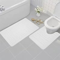 LSC Non Slip Bath Mat Set 2 Piece Luxury Bathroom Mat Soft Absorbent -WHITE