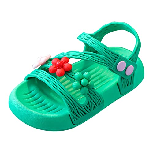 Children Shoes Summer Soft Sole Waterproof Soft Comfortable Fashion Princess Shoes Large Medium Dressy Sandals for Girls (Green, 6-7 Years Little Child)