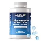 Colágeno Marino Hidrolizado 1200 mg con Magnesio, Vitamina C y Ácido Hialurónico - 90 Comprimidos: 3 Meses de suministro - Colágeno para Piel, Articulaciones, Cabello, Uñas - Marca Amaltea Nutrition