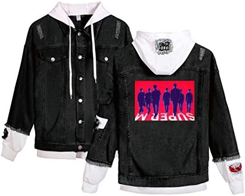 YJYP Kpop SuperM Denim Jacket Baekhyun Taemin Taeyong Kai Mark Ten The 1st Mini Album Hoodie Coat