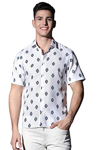 Image of Leriya Fashion Men's Rayon Shirt - Summer Button Down Shirts | Half Sleeve Printed |Formal |Casual Stylish (Available in Plus Size)