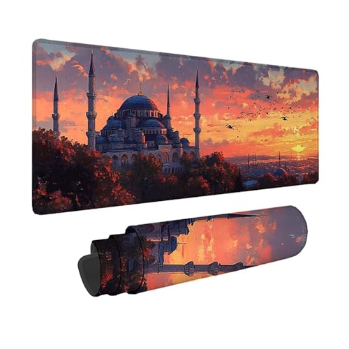 Tapis de souris XXL jaune 150x80 cm grand sous-main de bureau imperméable pour PC gamer