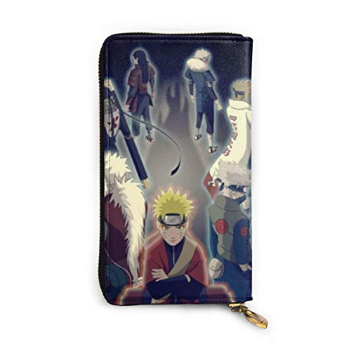Preisvergleich Produktbild Naruto Geldbörse aus echtem Leder mit Reißverschluss, lange Clutch, Münzfach, Kartenpaket für Damen und Herren