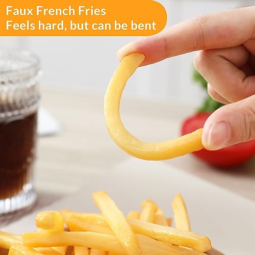 Artificial Hamburger & 12 Artificial French Fries Realistic Fake Food for Display Faux Burger for Decoration Fake Food Props