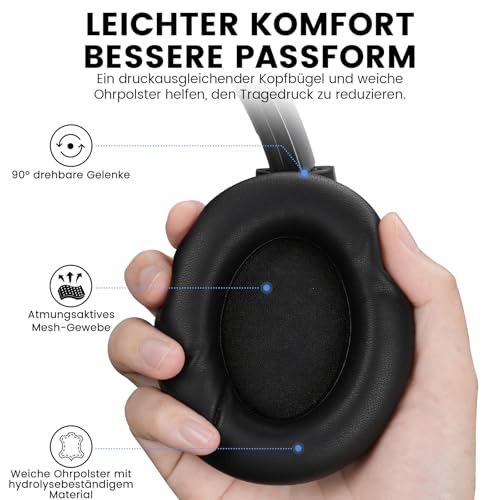 1Mii Y8+ Hybrid Active Noise Cancelling Kopfhoerer Over-Ear Bluetooth 6.0 Kopfhörer Kabellos mit...