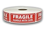 1 Roll of 1000 Labels 1x3 FRAGILE Handle with Care Shipping Labels Stickers
