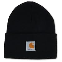 Carhartt Boys Kids Knit Beanie Watch Cold Weather Hat, Caviar Black, 5-14 Years US