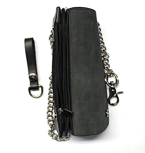 Slim Biker Wallet Premium Leather with 18 inch Chain (Black)3