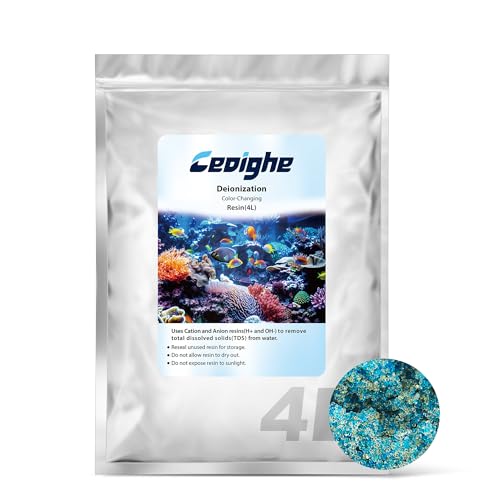 4 Liter Deionization DI Resin Mixed Bed Color Changing for RO/DI Systems, Optimal TDS Reduction, Color Changing Easy Monitoring, Ideal for Aquariums, Ensures Superior Water Quality