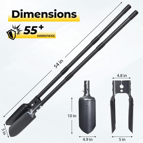 Post Hole Digger Tool, Heavy Duty Post Hole Digger with 55 Inch Handle, Dual Sharp Blades for Soil Plugging, Digging, Cultivating, Weeding, Manual Post Hole Digging Tool Garden Shovel - Image 4
