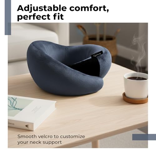 Image of Lifelong Neck Pillow for Travelling | Memory Foam Neck Rest for Sleeping in Airplane & Car | Soft & Comfortable Neck Support | Adjustable Velcro Straps & Travel Pouch | Ideal for Office & Home (Blue)
