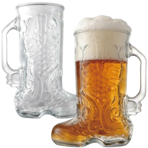 Chefcaptain 2 Liter 68OZ Oversized Beer Boot Mugs Zero lead Stein Mugs with Handle Large Heavy-Duty Oktoberfest Pack Of 2 (XXL Boot Mug 2L 68OZ)