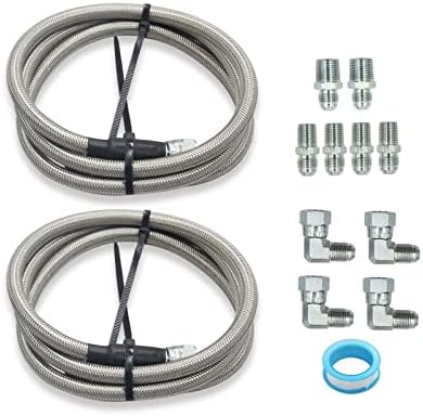 LVOUP AN6 Transmission Cooler Hose Fitting 52 Inch Stainless Steel Braided Lines Fit for Chevy Ford Mopar GM GMC Buick Cadillac Cars and Trucks Replace TH350/ 700R4/ TH400