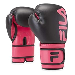 FILA Accessories Boxing Gloves for Men & Women - Kickboxing, Heavy Bag Punching Mitts, MMA, Muay Thai, Sparring Pro Training Equipment (10 oz, Victory, Pink)
