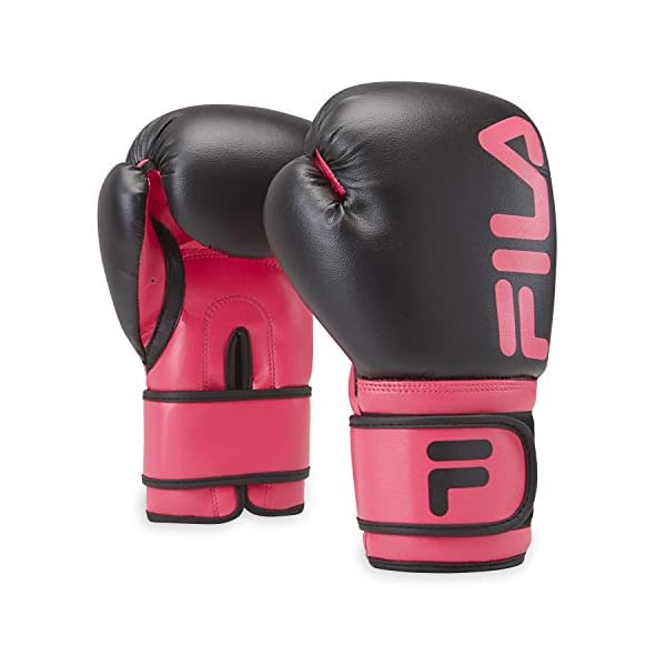 FILA Accessories Boxing Gloves for Men & Women - Kickboxing, Heavy Bag Punching Mitts, MMA, Muay Thai, Sparring Pro Training Equipment (10 oz, Victory, Pink)