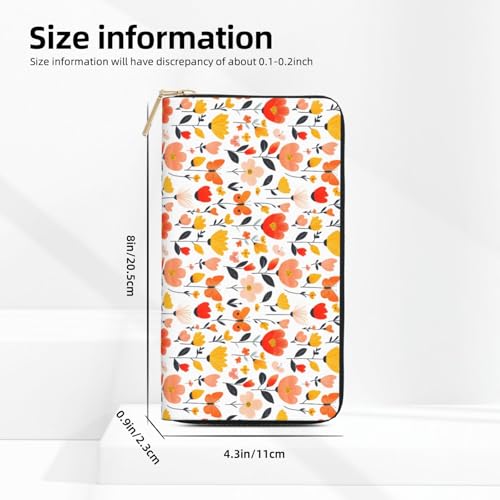 Leather Thin Slim Wallets for Women Men - Fashion Flower Butterfly Colorful Print Card Wallet Holder with Zipper2