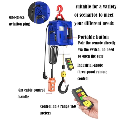 Treuil électrique portable avec sangle et commande filaire 7,6m