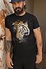 Tiger Head Graphic Print Mens T Shirt, Tiger T Shirt for Men, Tiger Print Gifts, Tigers Head Print Birthday Gift Idea, XL, Black #3