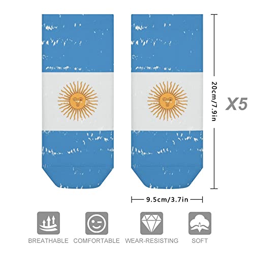 FunnyStar Vintage Argentina Flag No-Show Socks Low Cut Short Socks 5 Pack for Women & Men Sports Leisure2