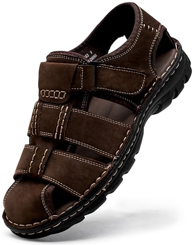 Image of JOUSEN Men's Sandals Outdoor Open Toe Water Beach Sandal Leather Sport Sandal