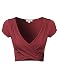 Sexy Drapey V neck Crop Top Burgundy Size M