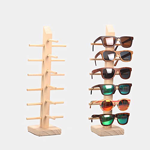 Z.N.Z Wood Sunglasses Stand Jewelry Organizer Woods Jewelry Stand Glasses Holder Glasses Rack Jewelry Display Wooden Rack (Single Row 6 Pair)