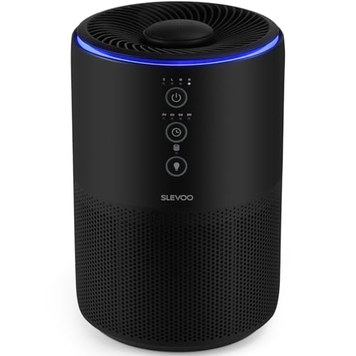 Slevoo Luftreiniger für Zuhause, Tierhaarallergie, 3-in-1 HEPA Filter, CADR 200m³/h, Schlafmodus, gegen Tierhaare, Rauch & Gerüche, energiesparend, 03 Pro Max (Schwarz)