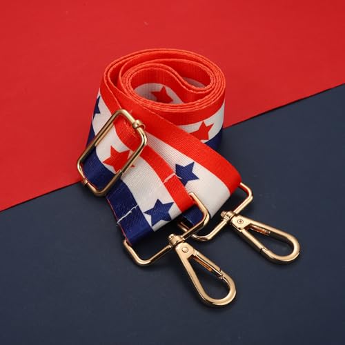 Image of 4th of July Purse Strap American Flag Star USA Purse Strap Replacement Crossbody Bag Straps 4th of July Outfits