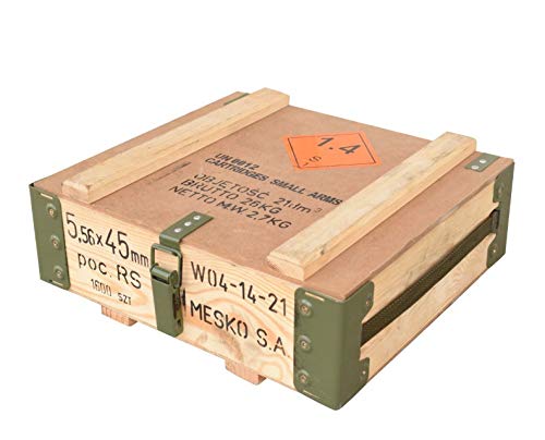 Kontorei Kleine Munitionskiste Typ RG-42 im Naturton, 48x31x16cm - Militär Truhe Offizierskoffer Aufbewahrungskiste Munitionsbox Militaria