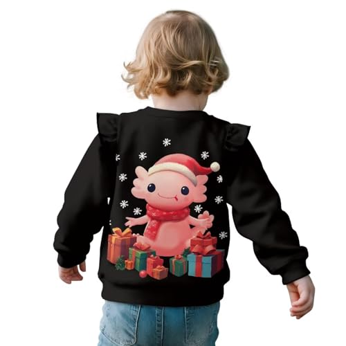 Girls Christmas Sweatshirts Ruffle Sleeve Shirts for Toddelr Girls Crewneck Tops Holiday Clothes 1-8 Years4
