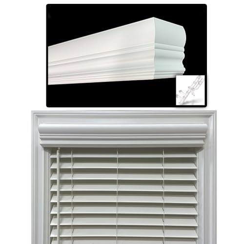 Faux Wood Blinds Valance for Horizontal and Venetian Blinds (Hidden Valance Clips Included). Inside...