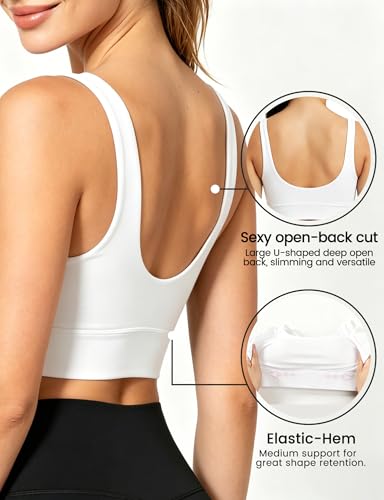 Image of Sports Bras for Women, Light Support Push Up Sport Bra Workout Built in Bra Scoop Neck U Back Yoga Sports Bra