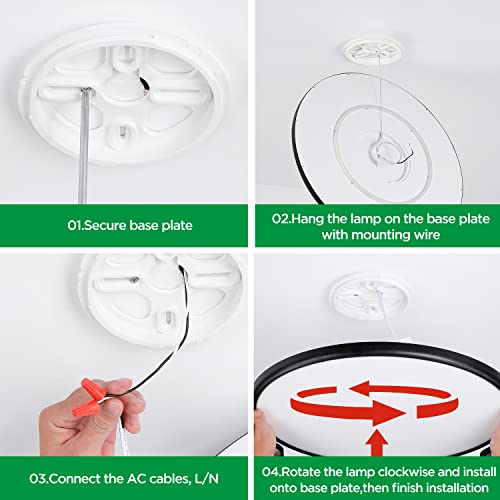 18 Inch Black Flush Mount Led Ceiling Light Fixture For Living Room Dining Room Kids Room 36W Ultra-Thin 5Cct-In-1 Round Surface Mounted Fixture Brightness Dimmable Equivs To 260W Traditional Led Bulb #TOP5