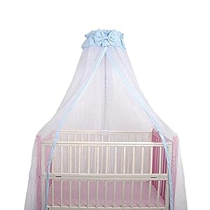CdyBox Breathable Crib Netting Bed Curtains Canopy for Kids Mosquito Net Bedroom Decor (Blue, Mosquito net)