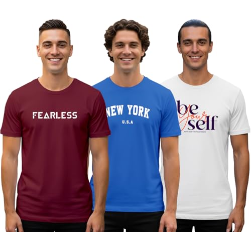 XENOVAURBAN Men's Printed T-Shirt Combo Pack of 3 | Regular Fit C...