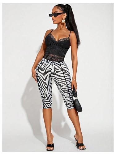 Image of RoseSeek Women's Y2K Leopard Mesh 3 /4 Length Club Capri Leggings