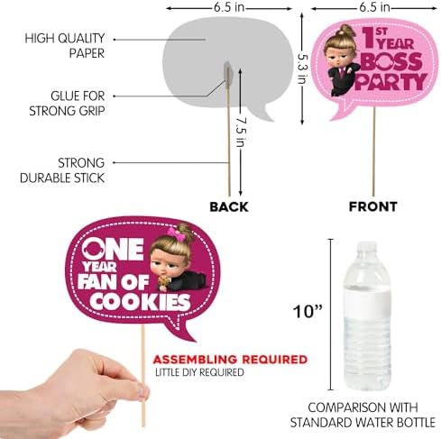 Zyozique Girl Baby Boss 1st Birthday Decorations, Baby Boss Party Supplies Set, Baby Party Supplies, Children Carnival Party Supplies Decoration - Paper Banner,Photo Booth,Swirls & Ballon (Pack of 50)