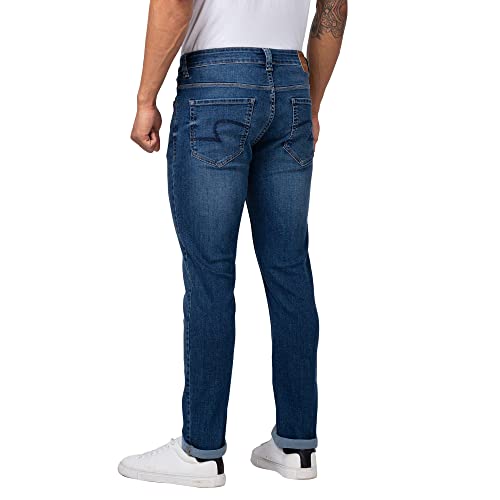Image of Spykar Men Mid Rise Cotton Stretch Regular Fit Narrow Length Jeans (Rover)