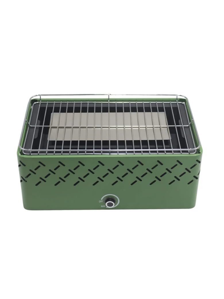 Livona K-BBQ : Barbecue Japonais/Coréen/Grillades/Portable/Camping – Sans Fumée (Charbon) – Grande Grille (45x27cm) – Système de Ventilation Ajustable - Chromé avec protection - Ventilateur.