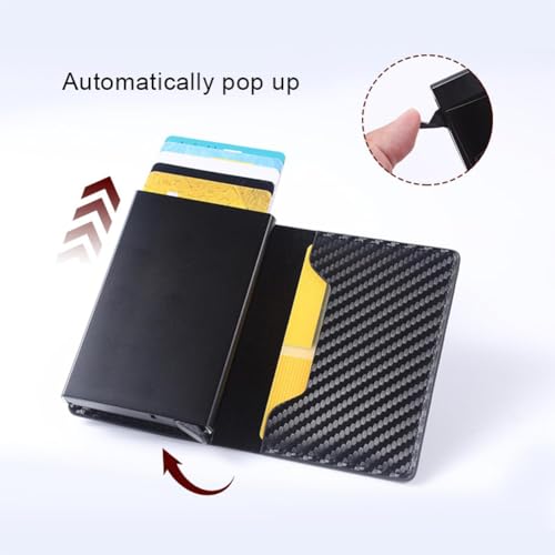 Leather Slim Card Holder RFID Blocking Credit Card Wallet Black Cards Case Holder Front Pocket for Men,Black2