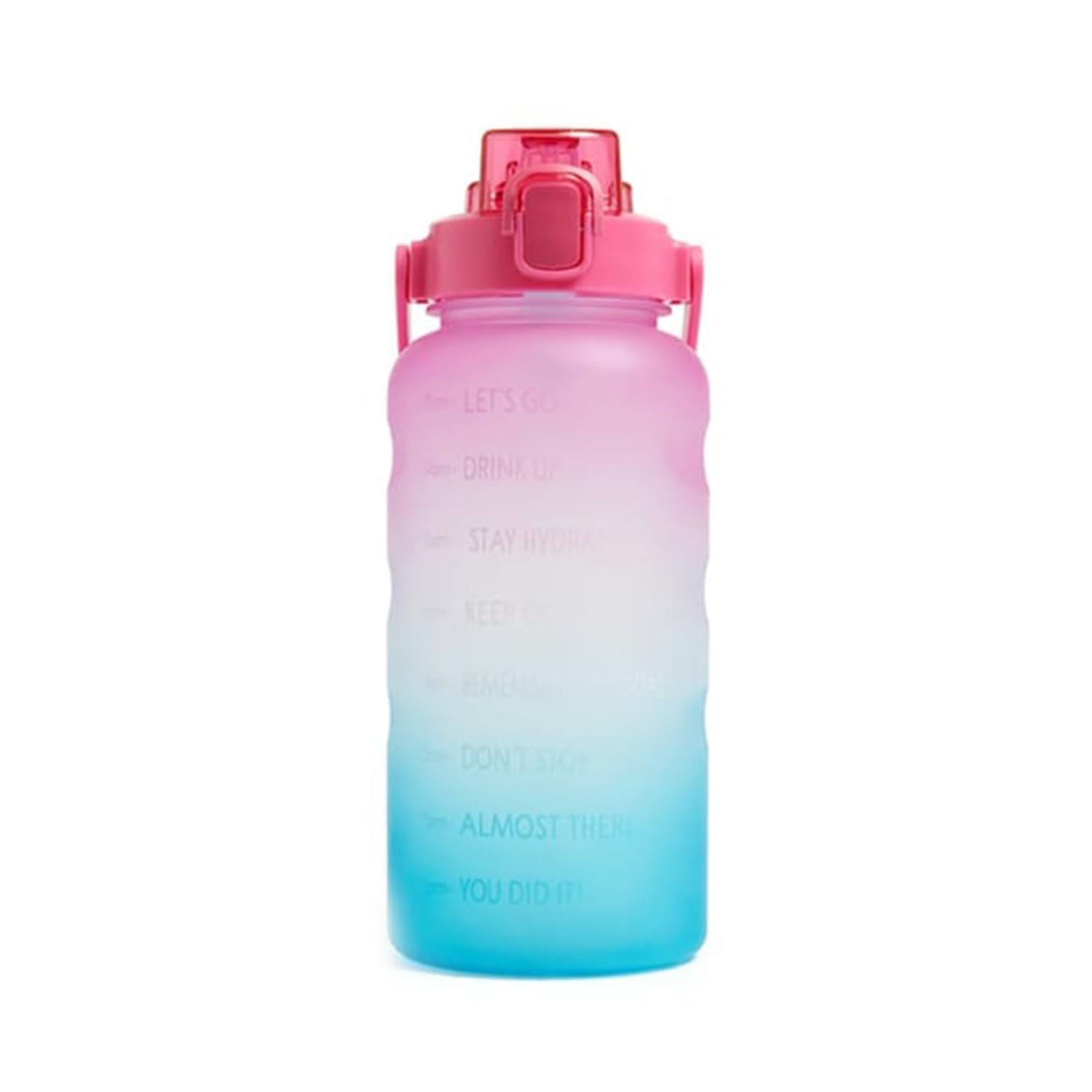 Katsy Style 2L Rainbow Hydration Tracker Water Bottle, BPA-Free Screw Top Lid, Stay Hydrated This Summer - 29 x 12cm-Pink Color