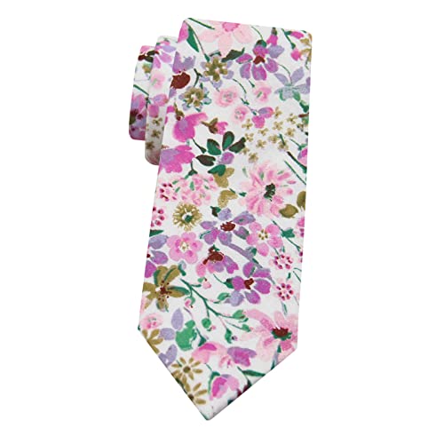 Image of Mantieqingway Men's Skinny Tie, Cotton Floral Ties for Men Wedding Necktie for Groom, Groomsmen, Missions, Dances