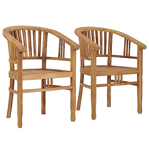 WKIEQACO Asientos al aire libre, sillas de exterior, sillas de jardín, 2 piezas de madera de teca maciza
