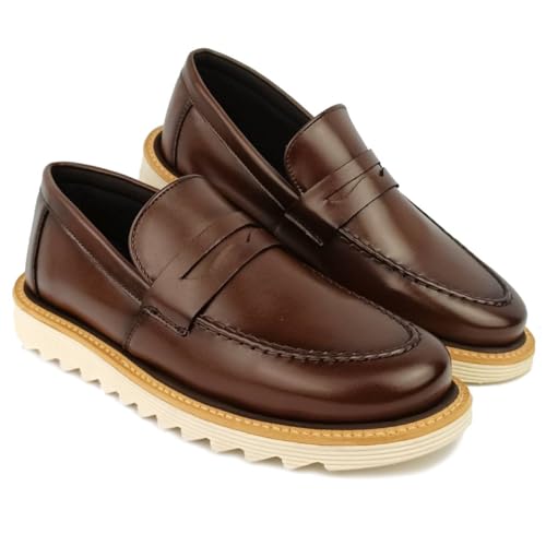 Sapato Masculino Social Casual Oxford Derby Sola Tratorado Estilo Italiano (38, MARROM)