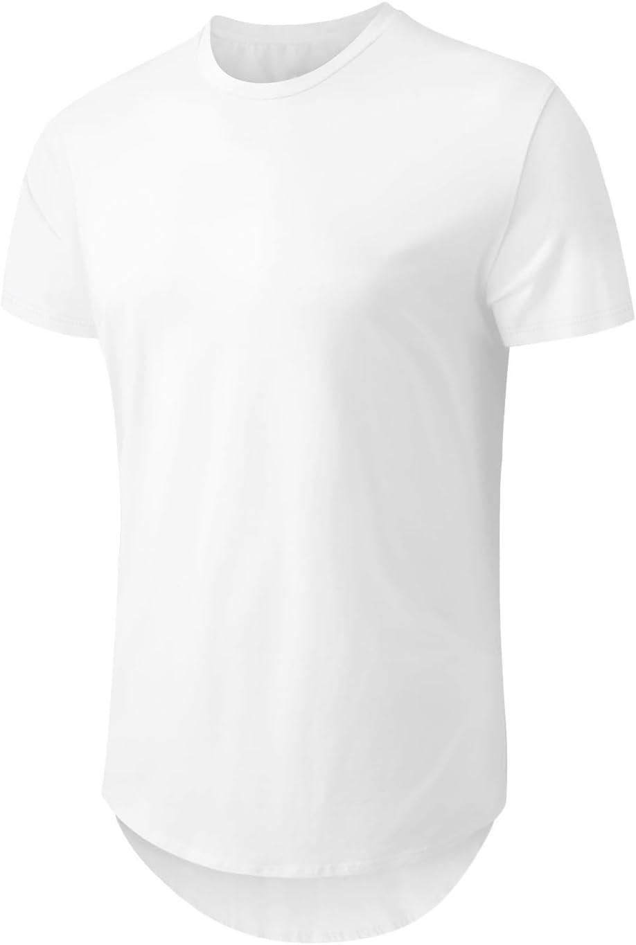 KESIHAN Men's Hip Hop Wave Round Hem T-Shirt Round Neck Cotton Casual Fashion Top