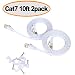 Cat 7 Ethernet Cable 10 ft Flat, 10GB Shielded Solid Patch Cord, Durable Fastest Internet RJ45 Short Wire for Modem, Router, LAN, Computer, PS4, Xbox, Gaming, hub, TV, ADSL, Adapter, Switch - 2 Pack