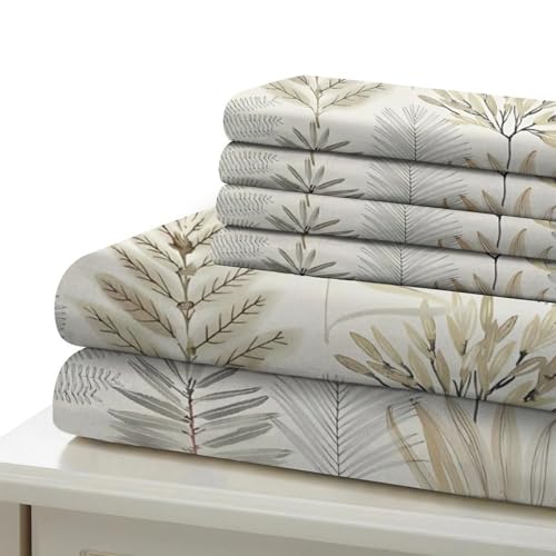 Housse de couette microfibre feuille vintage 135x200cm pour lit simple