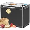 KBS 2LB Bread Maker, 19-in-1 Automatic Bread Machine Stainless Steel with Ceramic Pan,15H Timer&1H Keep Warm, Sourdough, Gluten-Free, 650W Bread Maker Machine with 3 Loaf Sizes 3 Crust Colors, Recipes
