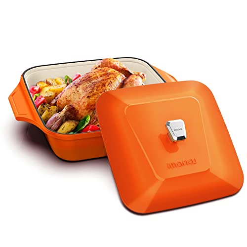 Dutch Oven, Imarku 3.5 Quart Braiser Pan Nonstick Enameled Cast Iron Dutch Oven Pot With Lid For Braising, Bread Baking, Roast Turkey, Frying, Oven Safe Up To 550°F, Easy To Clean #TOP10
